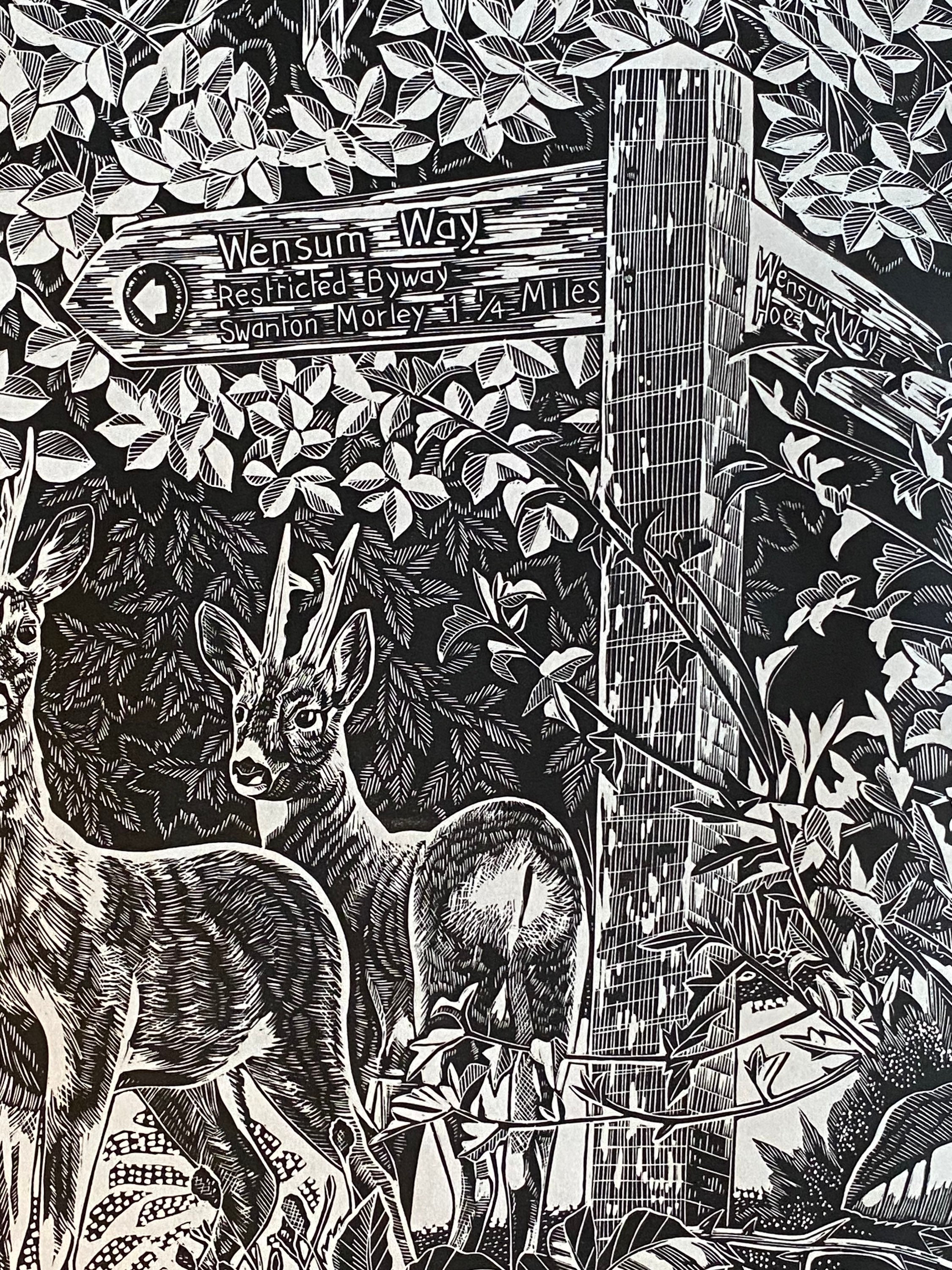 Roe Deer Art, Lino Print , Footpaths , Norfolk - Etsy
