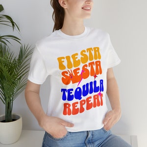 fiesta siesta tequila repeat Tee, bridal shower shirt, bride shirt, bridesmaid&#39;s shirt wedding gift, girls night out shirt