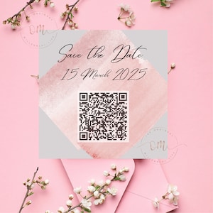 Save The Date QR Code Acrylic Style Invitation for Weddings, Bachelorettes, and many other events!