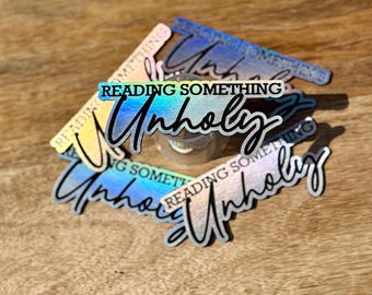 Holographic Leatherette Patch: Reading Something Unholy - Spicy Bookish Accessory