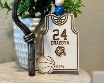 Basketball Ornament / car charm/keychain/ wood/ team player/ Custom/ Engraved