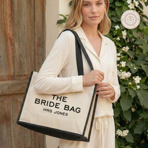 Personalised The Bride Tote Bag Custom Name Unique Gift For Bride Bachelorette Do Wedding Bridal