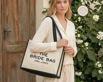 Personalised The Bride Tote Bag Custom Name Unique Gift For Bride Bachelorette Do Wedding Bridal