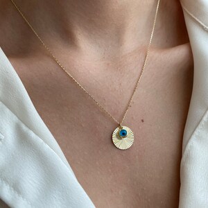 Circle Serrated Necklace,14K Gold Minimalist Disc Necklace, Sunbeam Necklace, 14k Solid Gold Sunbeam Signet Necklace, Sunshine Necklace