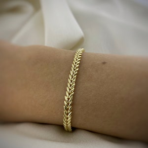 Curb Chain Bracelet 14k Gold, Thin Vienna Bracelet for Women, 14k Solid Gold Palma Chain Bracelet, Mother's Day Gift