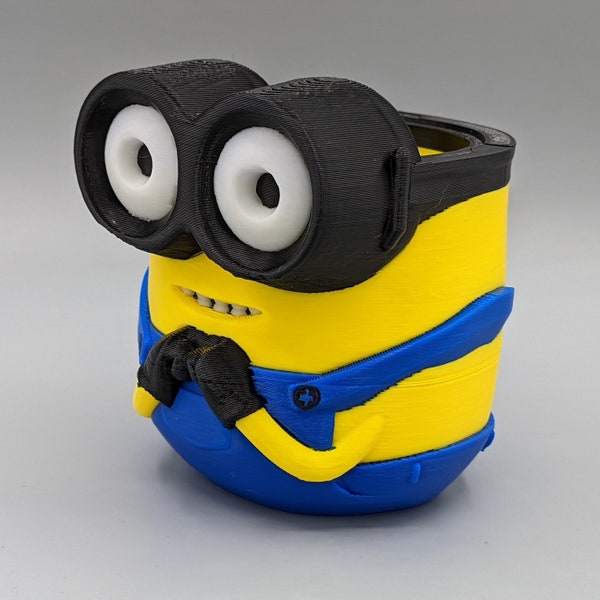 3D printed Bob Minion planter, Pen cup, desk organizer, from the movie, Minions The Rise Of Gru Fall gift,  desk organizer, painting party