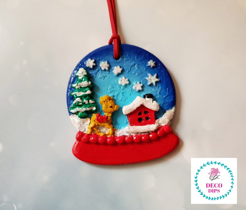 SNOWGLOBE Deer House Christmas Ornament. Unique Handmade Clay Etsy