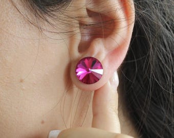 Pendientes de zafiro rosa, pendientes de botón rosas, pendientes de plata de ley, pendientes de zafiro rosa, pendientes de novia rosas, regalo de Navidad