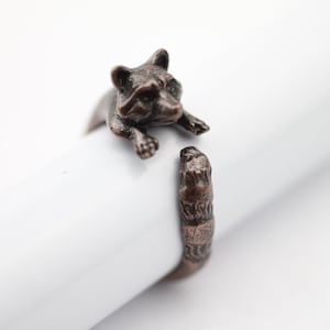 Adjustable Animal Ring, Raccoon Ring, Animal Wrap Ring, Spiral Animal Ring, Cute Animal Ring, Boho Ring, Minimal Ring,Animal Jewelry,RB406ac