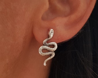 Orecchini unisex a forma di serpente, gioielli minimal a forma di serpente, orecchini a forma di medusa, orecchini boho, accessori a forma di serpente placcati in argento, orecchini a forma di animale