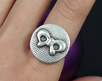 Silver Ribbon Ring, Silver Bow ring, Round Ring, Adjustable Statement Ring, Cute Ring, Boho Bow Ring, Anniversary Ring Gift, RB128