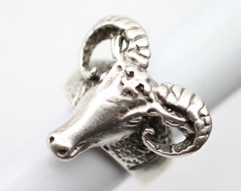 Adjustable Ram Horn Ring, Ram Head Ring, Aries Ring, Horoscope Ring, Brass Ram Ring, Horn Ring, Animal Ring, Gothic Ring, Satanic ring,RB412