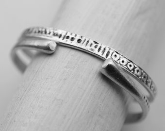 Unisex Silver Cuff Bracelet, Stacking Bracelet, Ethnic Jewelry, Silver Bangles, Unisex Viking Bracelet, Adjustable Boho Bracelet, BB344