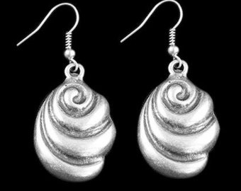 Silver Sea Shell Earrings, Sea Dangle Earrings, Silver Shell Earrings, Natural Sea Earrings, Gift for Her, Shell Statement Earrings, EB294