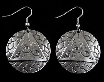 Triangle Drop Earrings, İlluminati Earrings, Fancy Earrings, Shaman Earrings, Boho Earrings, Ornament Earrings, Celtic Earring, EB95