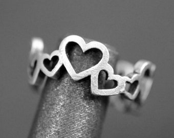 Silber Herz Ring, verstellbarer Herzring, Liebesring, Herz Schmuck, Minimaler Herzring, Freundschaftsring, Geschenk für sie, RB369