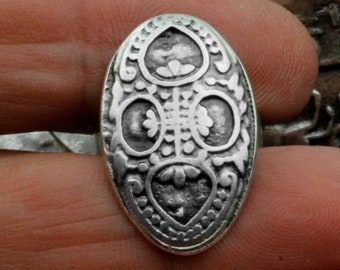 Ancient Silver Ring, Handmade Sigil Ring, Oval Brass Ring, Filigree Boho Ring, Adjustable Statement Ring, Dainty Ring, Gothic Ring, RB209