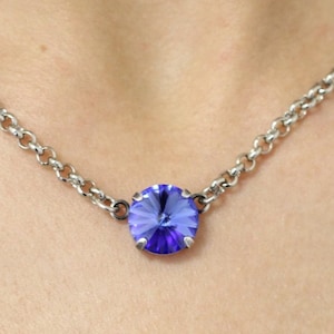 Personalized Birthstone Necklace with Swarovski Crystals, Rivoli Necklace, Swarovski Crystal Pendant, Crystal Necklaces, Handmade accessory