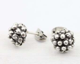 Minimal Berry Earring, Unisex Minimalist Studs, Blackberry Studs, Boho Simple Studs, Nautical Jewelry, Handmade Earring, SEB306