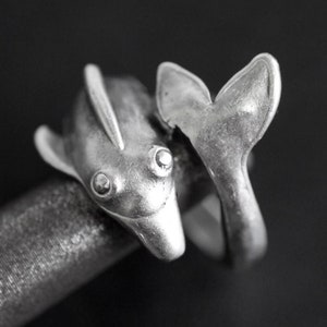Wrapped Dolphin Ring, Silver Dolphin Ring, Silver Animal Ring, Dolphin Jewelry, Boho Sea Ring, Beach Jewelry, Summer Ring, Fish Ring, RB160