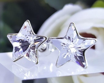 Starry Swarovski Earring, 925 Silver studs with colorful genuine swarovski crystal, Unique christmas gift for her, High quality jewelry,FB91