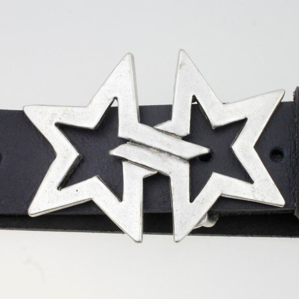 Star Belt Buckle, Pentagram Belt Buckle, Double Star Belt Buckle, Unisex Star Belt Pin, Cowboy Belt Buckle, Cherif Belt Buckle, GSB309