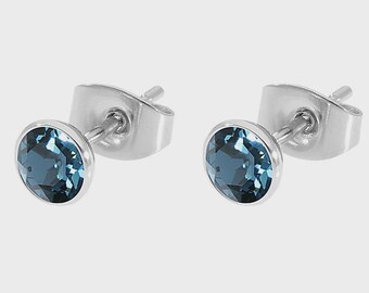 Mini Swarovski Crystal Earring Studs 6mm, Christmas Gift, Crystal Round Earrings, 70 color options, Rhinestone Earrings, Gift for Girlfriend