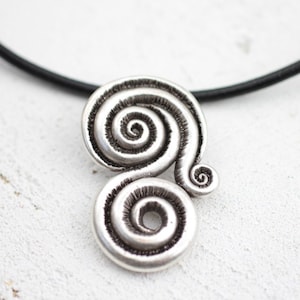 Silver Spiral Necklace - Silver Spiral Pendant, Silver Swirl Necklace, Silver Swirl Pendant, Surfer Necklace Men, Surfer Necklace Women