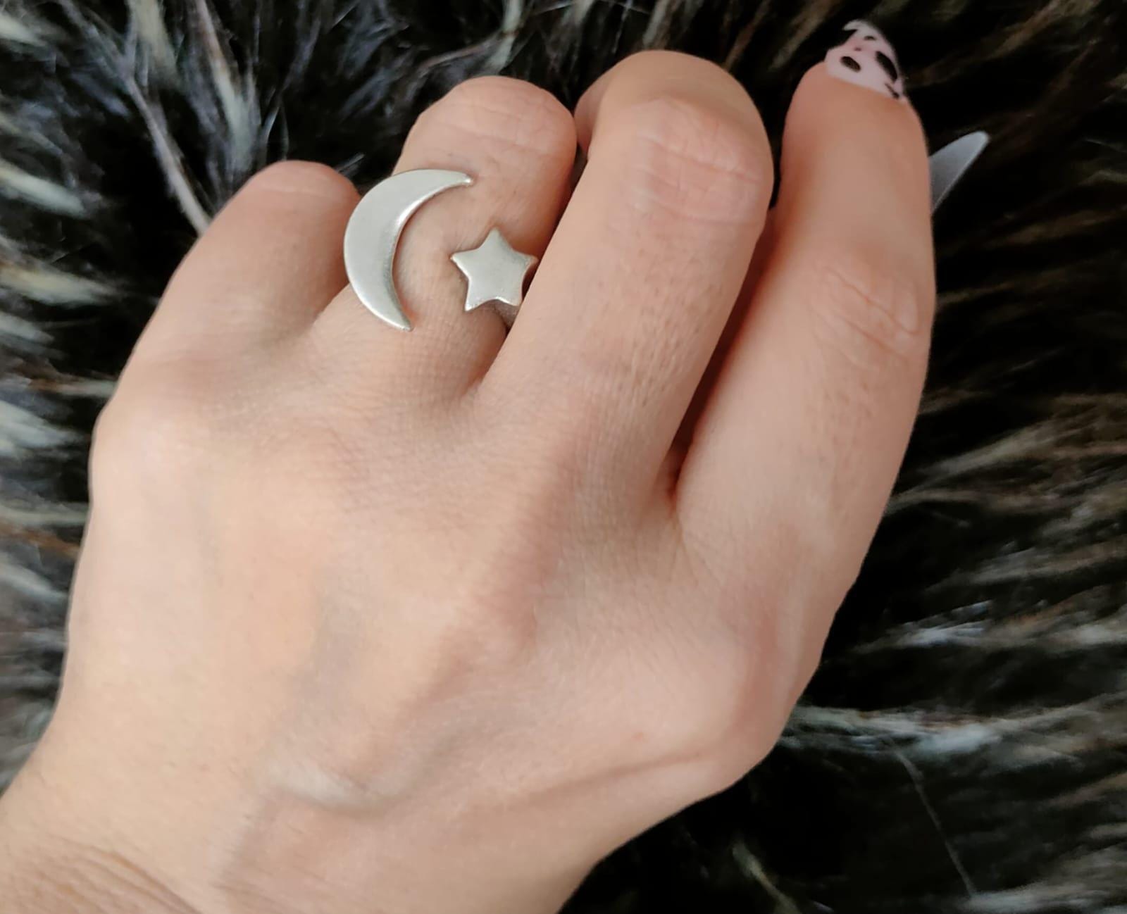 Perfect Ring With Crescent Moon Motif , Brutalist Ring, Custom 
