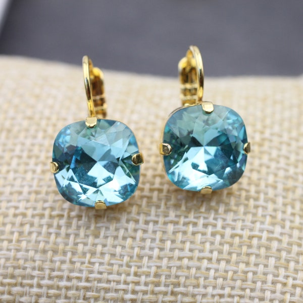 Swarovski Crystal Earrings, Elegant Rhinestone Earrings, 12mm Crystal Earrings, Leverback Earrings Made With Swarovski Crystal, FB14-12