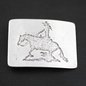 Horse Rider Belt Buckle, Unisex Rodeo Belt Buckle For Snap Belt, Western Cowboy Belt Hardware, Antique silver Belt Fastener, GSB57