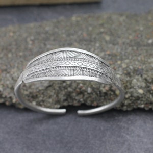 Bohemian Silver Cuff Bracelet, Tuareg Jewelery, Indian Engraved Wide Silver Statement Cuff, Sterling Silver Plated Ethnic Cuff Bangle, BB29