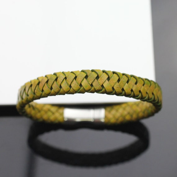 Leather Bracelet With Magnet Closure, Unisex Colorful