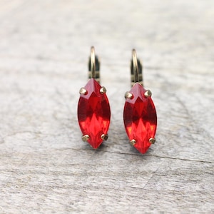 Dance of Fire: Swarovski Marquise Earrings, The Clear Expression of Passion Red Crystal Earrings, Elegant Rhinestone Earrings, F34ab-sw