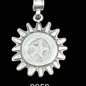 Silver Sun and Star Pendant, Modern Sun Pendant Design, Ancient Sun Necklace Supply, Boho Necklace DIY, Black Leather Star Pendant, PB2059