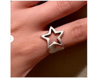 Gold Star Ring, Falling Star Ring, Gold Band Ring, Thick Star Ring, Celestial Ring Gold, Christmas Gift, Gold Plated Brass, Mothers Gıfts