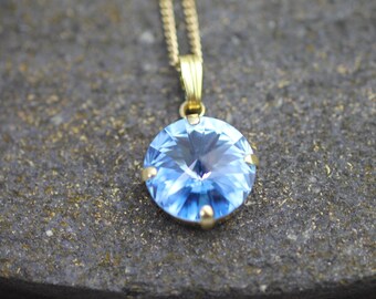 Aquamarine Sparkle: 14mm Swarovski Crystal Necklace - Unique Design, Unique Gift, Dazzling Elegance, 60+ Color Options FP75-14go-sw