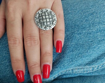 Weave Ring, Braided Ring, Silver Sigil Ring, Handmade Brutallist Ring, Round Ring, Gothic Ring, Boho Ring, Festival Ring, RB135