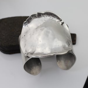 Brutalist Asymmetrical Cuff Bracelet, Silver Statement Chunky Bangle, Modernist Jewelry, Wide open cuff Wide Bracelet, Gift for Her, B42