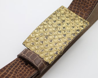Vintage Gold Belt Buckle, Fish Scale Belt Buckle, Scales Look Belt Buckle, Metal Belt Buckle, Rectangle Belt Buckle, Belt Snap, GSB5146