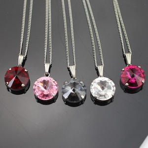Swarovski Crystal Silver Plated Necklace, Elegant and Minimalist Crystal Pendant, Everyday and Special Occasion Jewelry, fp75si-14-sw