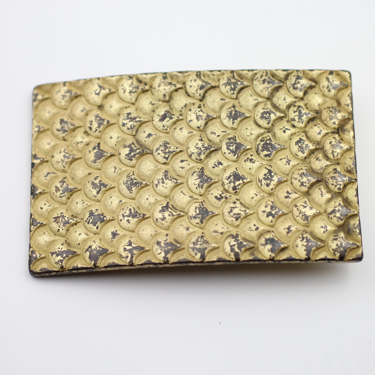 Vintage Gold Belt Buckle, Fish Scale Belt Buckle, Scales  display picture 1