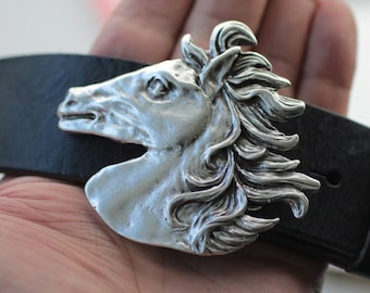 Horse Belt Buckle For Snap Belt, Horse Accesories, Cowboy Belt Hardware, Western Belt Buckle Pin, Rodeo Symbol Strap Buckle, GSB75