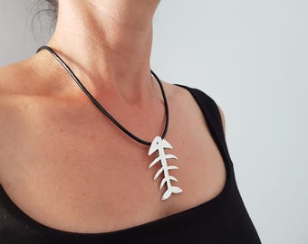 Fishbone pendant for necklace, Animal pendant craft, Sea pendant, Choker pendant, Fish pendant jewelry, Summer pendant findings, PB128