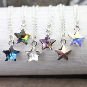 Starry Swarovski Necklace , 925 Silver Neckalce with colorful genuine Crystal, gift for her, High quality jewelry,Rhinestone Necklace ZM380