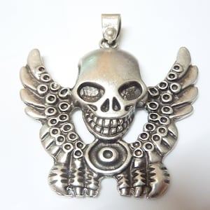 Skull Pendant, Gothic Skull Pendant, Satanic Pendant, Sterling Silver Plated Pendant, Grim Reaper Pendant, Brutalist Pendant, PB86