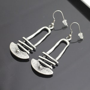 Ancient Celtic Dangle Earrings, Ethnic Long Earrings, Boho Earring, Big Copper Earrings, Unique Antique Silver Drop Earrings, ZMB1150