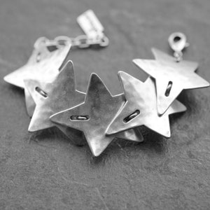 Silver Star Bracelet, Star Chain Bracelet, Starry Bracelet, Dainty Silver Jewelry, Boho Bracelet, Hippie Bracelet, Metal Star Bracelet,BB107