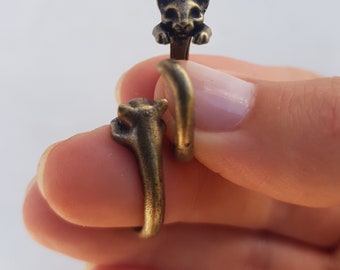 Adjustable Cat Ring, Cute Animal Ring, Minimal Cat Ring