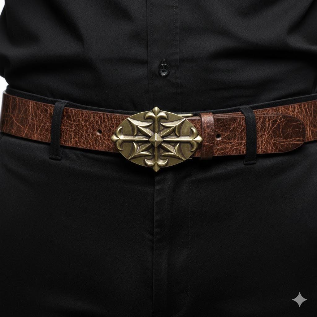 Knight Belt Buckle, Bronze Cross Belt Buckle, Occitan Cross Belt